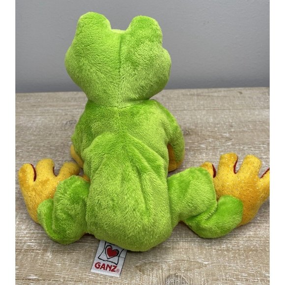 GANZ WEBKINZ 9" Tree Frog Plush Toy HM109 Lime Green Yellow Cute Frog NO CODE - Picture 4 of 6